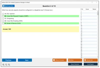 Adobe AD0-E104 Adobe Experience Manager Architect Practice test exam simulator test engine exam Prep practice test questions answers Image 2