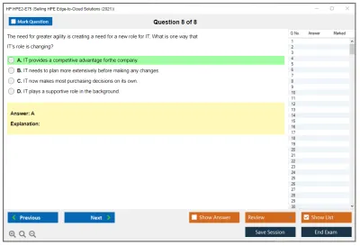 HP HPE2-E75 Selling HPE Edge-to-Cloud Solutions (2021) Practice test exam simulator test engine exam Prep practice test questions answers Image 8