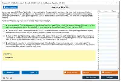 Amazon AWS AWS-Certified-Security-Specialty-SCS-C01 AWS Certified Security - Specialty (SCS-C01) Practice test exam simulator test engine exam Prep practice test questions answers Image 11