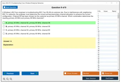 Cisco 300-370 Troubleshooting Cisco Wireless Enterprise Networks Practice test exam simulator test engine exam Prep practice test questions answers Image 9