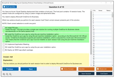 Microsoft AZ-140 Configuring and Operating Windows Virtual Desktop on Microsoft Azure Practice test exam simulator test engine exam Prep practice test questions answers Image 6