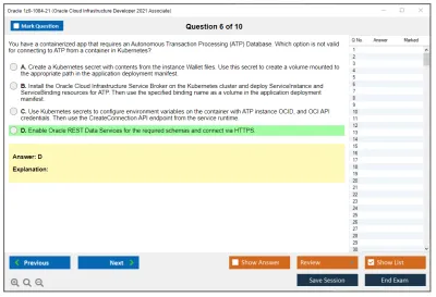 Oracle 1z0-1084-21 Oracle Cloud Infrastructure Developer 2021 Associate Practice test exam simulator test engine exam Prep practice test questions answers Image 6