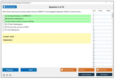 Oracle 1z0-083 Oracle Database Administration II Practice test exam simulator test engine exam Prep practice test questions answers Image 5