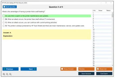 HP HP2-I06 Selling HP Print Security 2020 Practice test exam simulator test engine exam Prep practice test questions answers Image 5