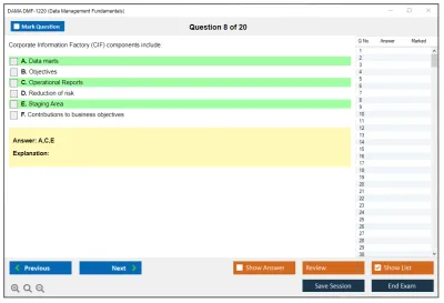 DAMA DMF-1220 Data Management Fundamentals Practice test exam simulator test engine exam Prep practice test questions answers Image 8