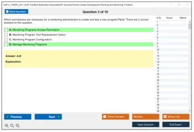 SAP C_THR95_2211 SAP Certified Application AssociateSAP SuccessFactors Career Development Planning and Mentoring 1H/2022 Practice test exam simulator test engine exam Prep practice test questions answers Image 3