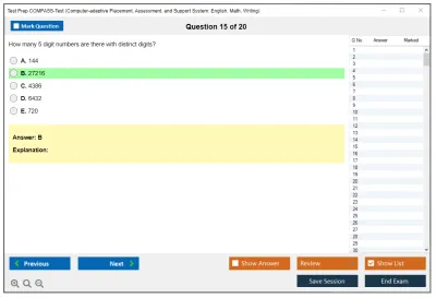 Test Prep COMPASS-Test Computer-adaptive Placement, Assessment, and Support System: English, Math, Writing Practice test exam simulator test engine exam Prep practice test questions answers Image 15