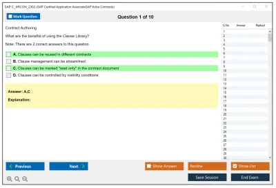 SAP C_ARCON_2302 SAP Certified Application AssociateSAP Ariba Contracts Practice test exam simulator test engine exam Prep practice test questions answers Image 1