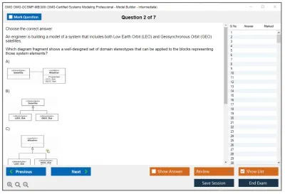 OMG OMG-OCSMP-MBI300 OMG-Certified Systems Modeling Professional - Model Builder – Intermediate Practice test exam simulator test engine exam Prep practice test questions answers Image 2