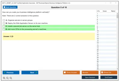 SAP C_BOBIP_42 SAP Certified Application Associate - SAP BusinessObjects Business Intelligence Platform 4.2 Practice test exam simulator test engine exam Prep practice test questions answers Image 5