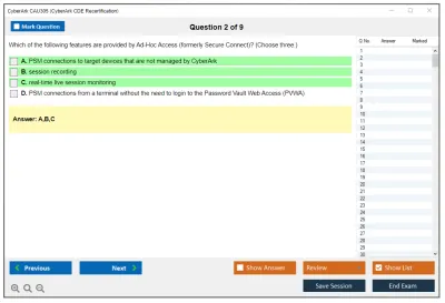 CyberArk CAU305 CyberArk CDE Recertification Practice test exam simulator test engine exam Prep practice test questions answers Image 2