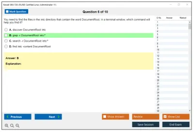 Novell 050-720 SUSE Certified Linux Administrator 11 Practice test exam simulator test engine exam Prep practice test questions answers Image 6