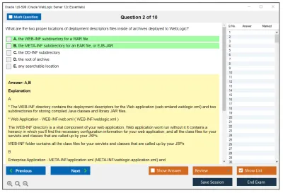 Oracle 1z0-599 Oracle WebLogic Server 12c Essentials Practice test exam simulator test engine exam Prep practice test questions answers Image 2