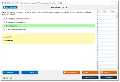 SAP C_THR97_2211 SAP Certified Application AssociateSAP SuccessFactors Onboarding 1H/2022 Practice test exam simulator test engine exam Prep practice test questions answers Image 7
