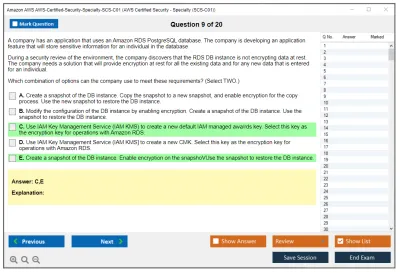 Amazon AWS AWS-Certified-Security-Specialty-SCS-C01 AWS Certified Security - Specialty (SCS-C01) Practice test exam simulator test engine exam Prep practice test questions answers Image 9