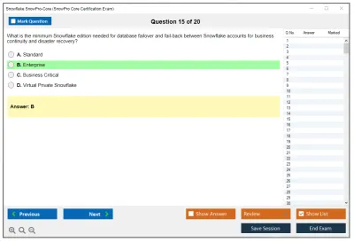Snowflake SnowPro-Core SnowPro Core Certification Exam Practice test exam simulator test engine exam Prep practice test questions answers Image 15