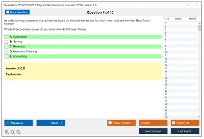 Pegasystems PEGAPCDC85V1 Pega Certified Decisioning Consultant (PCDC) version 8.5 Practice test exam simulator test engine exam Prep practice test questions answers Image 4