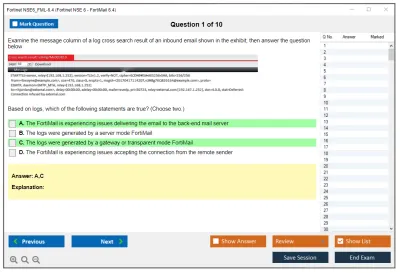 Fortinet NSE6_FML-6.4 Fortinet NSE 6 - FortiMail 6.4 Practice test exam simulator test engine exam Prep practice test questions answers Image 1