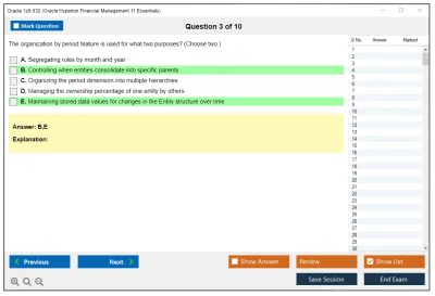 Oracle 1z0-532 Oracle Hyperion Financial Management 11 Essentials Practice test exam simulator test engine exam Prep practice test questions answers Image 3