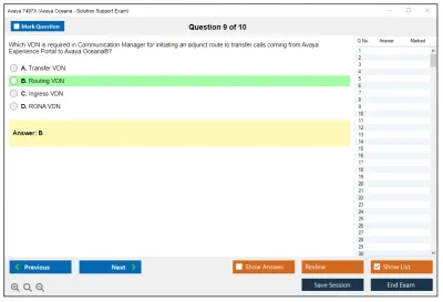 Avaya 7497X Avaya Oceana - Solution Support Exam Practice test exam simulator test engine exam Prep practice test questions answers Image 9