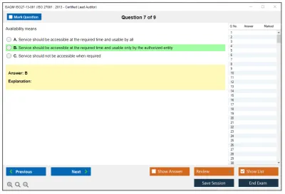 GAQM ISO27-13-001 ISO 27001 : 2013 - Certified Lead Auditor Practice test exam simulator test engine exam Prep practice test questions answers Image 7