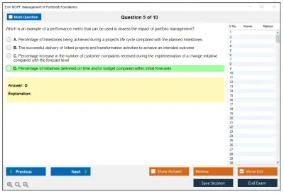 Exin MOPF Management of Portfolio® Foundation Practice test exam simulator test engine exam Prep practice test questions answers Image 5