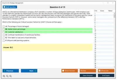 Cima E3 E3 - Strategic Management Practice test exam simulator test engine exam Prep practice test questions answers Image 6