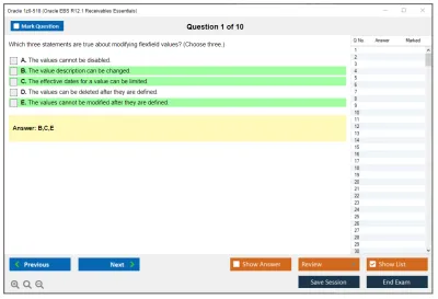 Oracle 1z0-518 Oracle EBS R12.1 Receivables Essentials Practice test exam simulator test engine exam Prep practice test questions answers Image 1