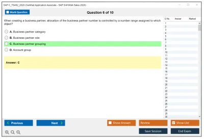SAP C_TS462_2020 Certified Application Associate - SAP S/4HANA Sales 2020 Practice test exam simulator test engine exam Prep practice test questions answers Image 6