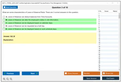 SAP C_THR94_2205 SAP Certified Application AssociateSAP SuccessFactors Time Management 1H/2022 Practice test exam simulator test engine exam Prep practice test questions answers Image 3