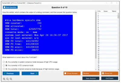 Fortinet NSE7_EFW-6.2 Fortinet NSE 7 - Enterprise Firewall 6.2 Practice test exam simulator test engine exam Prep practice test questions answers Image 9