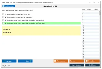 SAP C_THR97_2211 SAP Certified Application AssociateSAP SuccessFactors Onboarding 1H/2022 Practice test exam simulator test engine exam Prep practice test questions answers Image 8