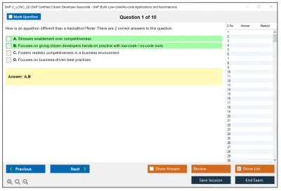 SAP C_LCNC_02 SAP Certified Citizen Developer Associate - SAP Build Low-code/No-code Applications and Automations Practice test exam simulator test engine exam Prep practice test questions answers Image 1