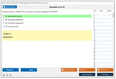 SAP C_ARCON_2208 SAP Certified Application AssociateSAP Ariba Contracts Practice test exam simulator test engine exam Prep practice test questions answers Image 8