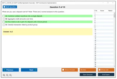SAP C_C4H430_94 SAP Certified Application Associate - SAP Commissions Implementation Practice test exam simulator test engine exam Prep practice test questions answers Image 5