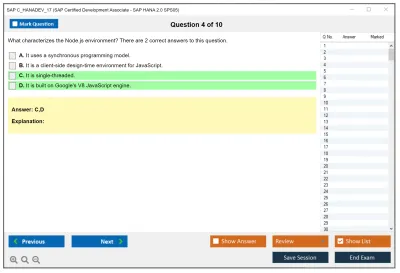 SAP C_HANADEV_17 SAP Certified Associate - Developer - SAP HANA 2.0 SPS05 Practice test exam simulator test engine exam Prep practice test questions answers Image 4