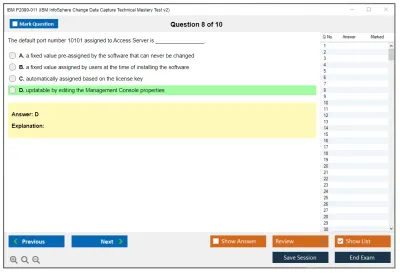 IBM P2090-011 IBM InfoSphere Change Data Capture Technical Mastery Test v2 Practice test exam simulator test engine exam Prep practice test questions answers Image 8