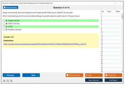 Avaya 3313 Avaya Aura® Contact Center Maintenance and Troubleshooting Exam Practice test exam simulator test engine exam Prep practice test questions answers Image 5
