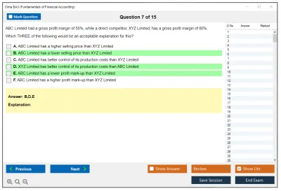 Cima BA3 Fundamentals of Financial Accounting Practice test exam simulator test engine exam Prep practice test questions answers Image 7