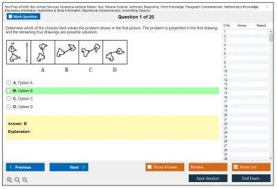 Test Prep ASVAB-Test Armed Services Vocational Aptitude Battery Test: General Science, Arithmetic Reasoning, Word Knowledge, Paragraph Comprehension, Mathematics Knowledge, Electronics Information, Automotive & Shop Information, Mechanical Comprehension, Assembling Objects Practice test exam simulator test engine exam Prep practice test questions answers Image 1