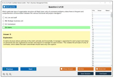 IIA IIA-CIA-Part4 Certified Internal Auditor - Part 4, Business Management Skills Practice test exam simulator test engine exam Prep practice test questions answers Image 2