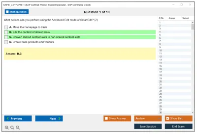 SAP E_C4HYCP1811 SAP Certified Product Support Specialist - SAP Commerce Practice test exam simulator test engine exam Prep practice test questions answers Image 1
