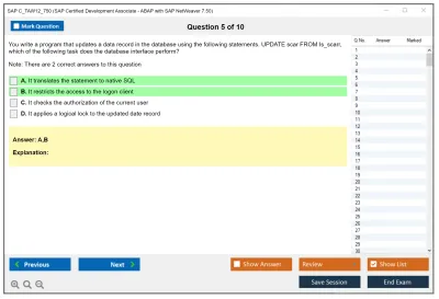 SAP C_TAW12_750 SAP Certified Associate - Developer - ABAP with SAP NetWeaver 7.50 Practice test exam simulator test engine exam Prep practice test questions answers Image 5