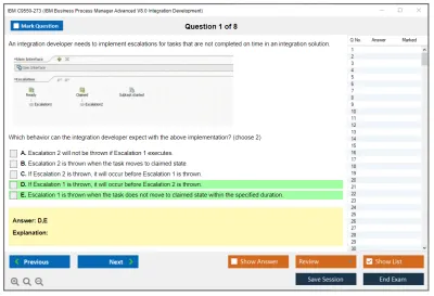 IBM C9550-273 IBM Business Process Manager Advanced V8.0 Integration Development Practice test exam simulator test engine exam Prep practice test questions answers Image 1