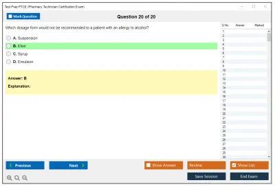 Test Prep PTCE Pharmacy Technician Certification Exam Practice test exam simulator test engine exam Prep practice test questions answers Image 20
