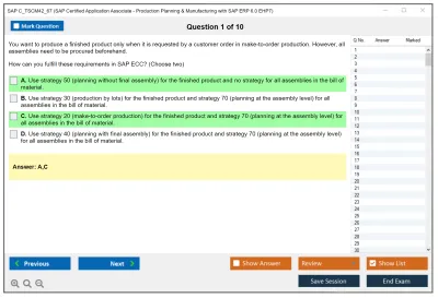 SAP C_TSCM42_67 SAP Certified Application Associate - Production Planning &amp; Manufacturing with SAP ERP 6.0 EHP7 Practice test exam simulator test engine exam Prep practice test questions answers Image 1