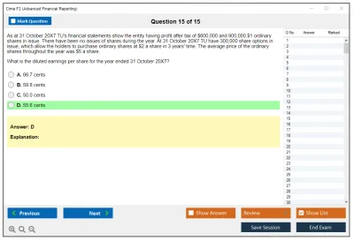 Cima F2 F2 - Advanced Financial Reporting Practice test exam simulator test engine exam Prep practice test questions answers Image 15