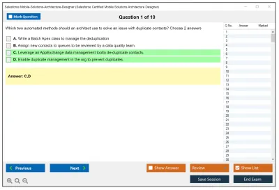 Salesforce Mobile-Solutions-Architecture-Designer Salesforce Certified Mobile Solutions Architecture Designer Practice test exam simulator test engine exam Prep practice test questions answers Image 1