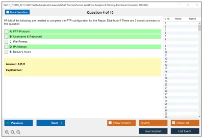 SAP C_THR89_2211 SAP Certified Application AssociateSAP SuccessFactors Workforce Analytics & Planning Functional Consultant 1H/2022 Practice test exam simulator test engine exam Prep practice test questions answers Image 4