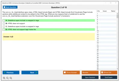 Salesforce B2B-Commerce-Developer Salesforce Accredited B2B Commerce Developer Practice test exam simulator test engine exam Prep practice test questions answers Image 2